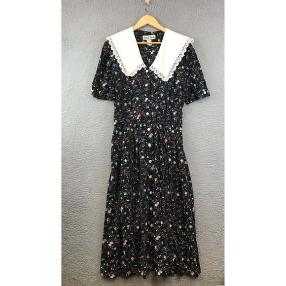 Ronni Nicole Dresses & Skirts - Vintage Ronni Nicole Floral Button White Lace Collar Secretary Dress S/M